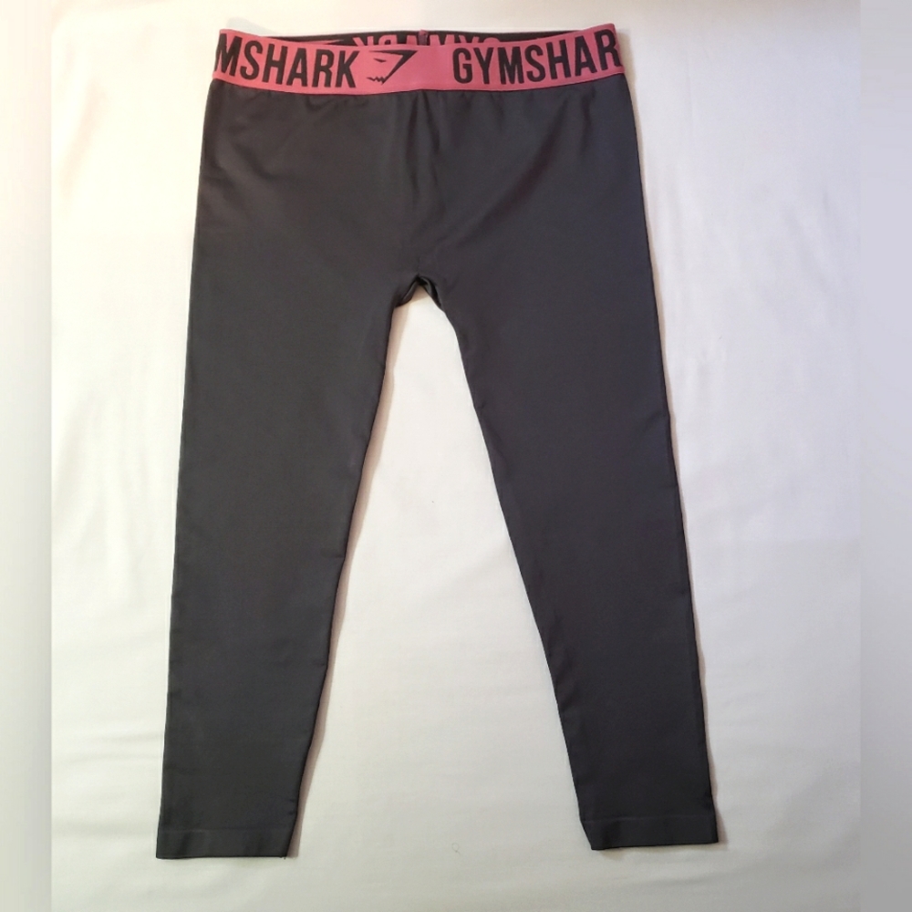 Gymshark Fit Seamless Crop Leggings Charcoal Gray & Pink Size M